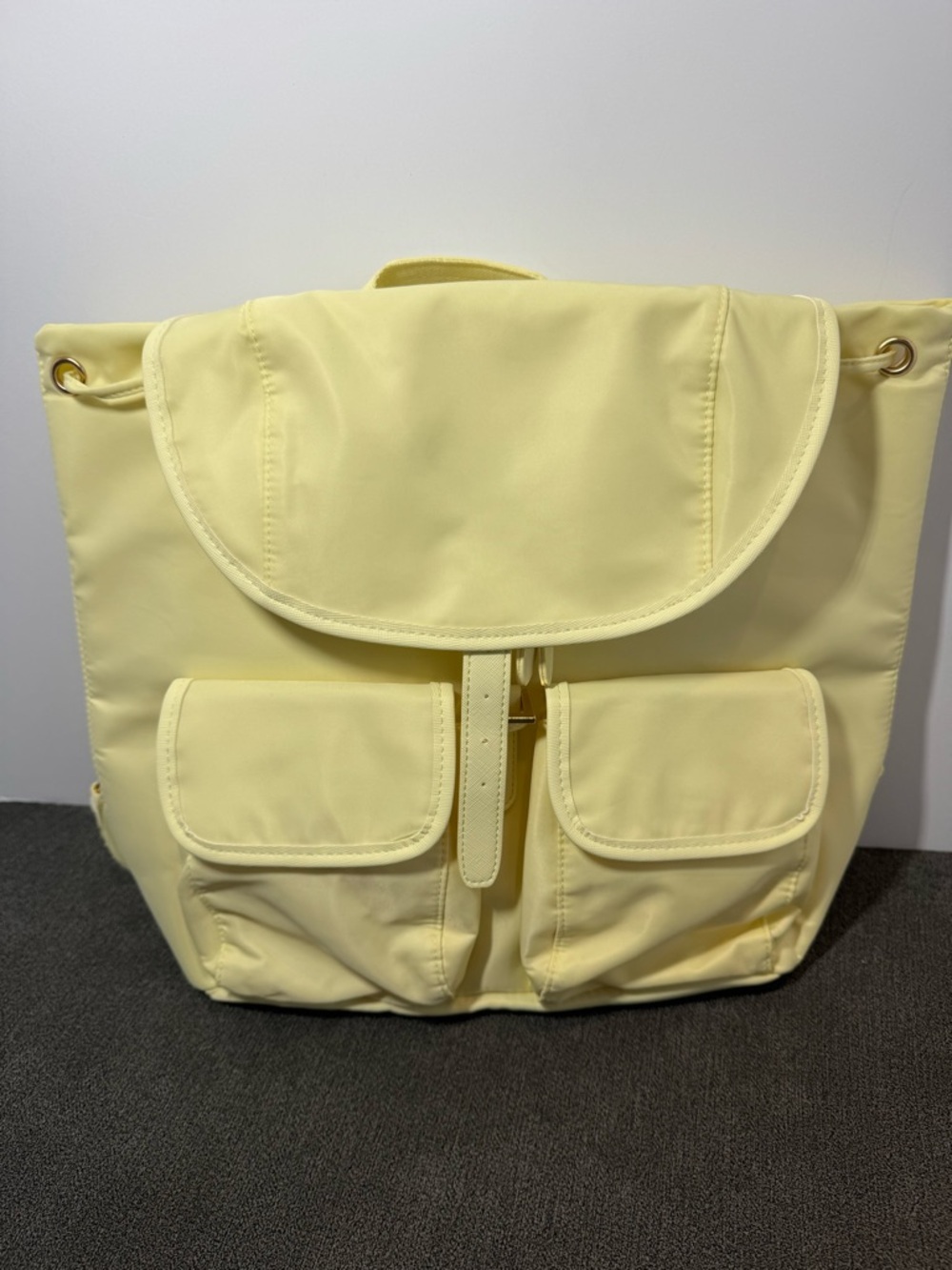 NWT Year of Ours Yellow Backpack Bag for Women with Buckle Accent, Pockets